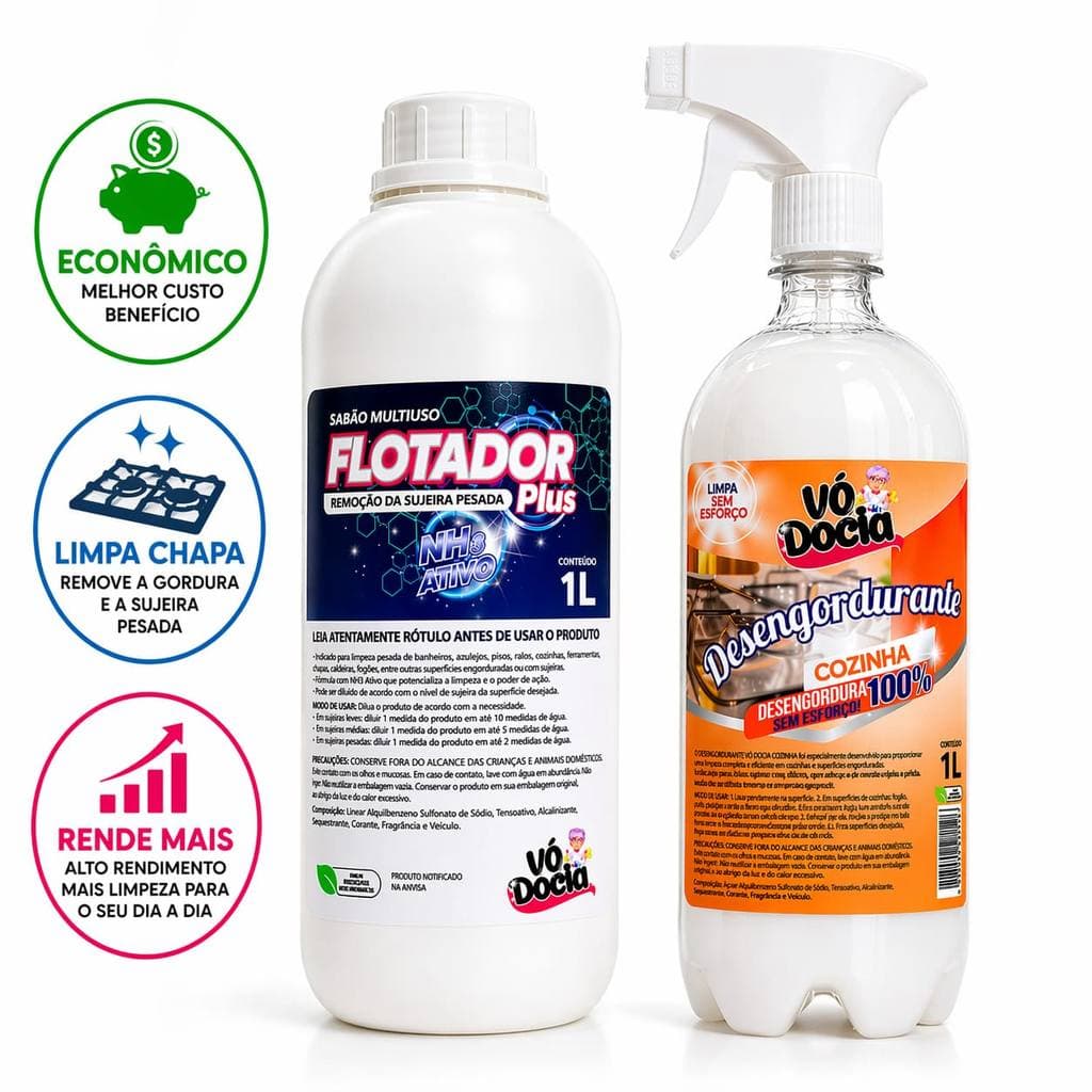 Flotador Multiuso Poderoso + Desengordurante Limpeza Pesada