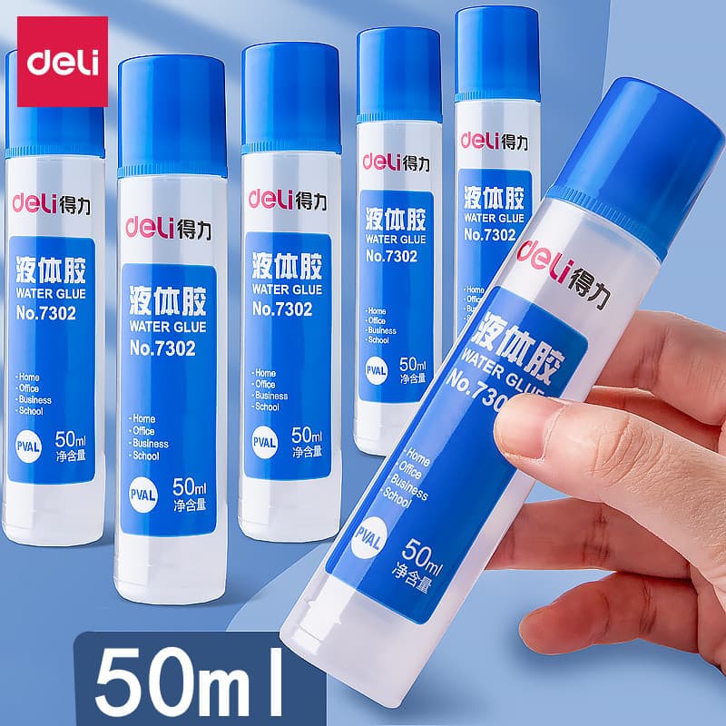 Deli 7302 Cola Líquida para Escritório Cola Média 50ml Cola de Secagem Rápida Artesanal DIY Pode Ser Usada como Lama de