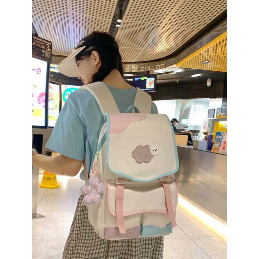 Dopamina bonito mochila feminina júnior estudantes do ensino médio contraste cor grande capacidade mochila aba nicho Des