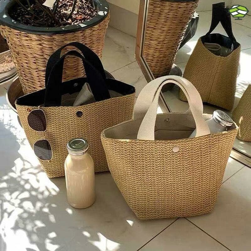 Ins portátil tecido saco feminino 2026 verão macio menina cesta de bambu em forma de lo senhora saco arco saco de palha
