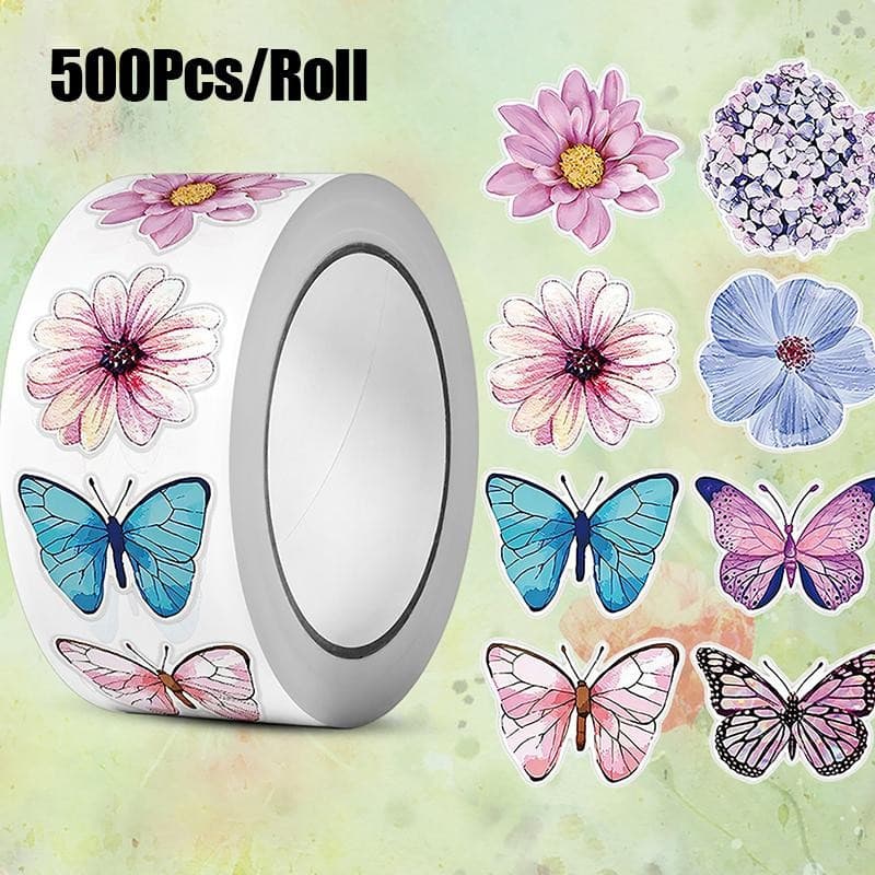 500 Unidades/Rolo Adesivos De Flores Criativas Requintados Coloridos Decalques Decorativos Fofos Presente FZ0U