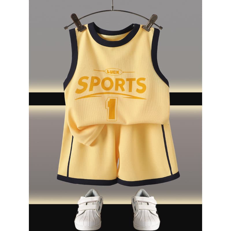 Colete infantil sem mangas camiseta Shorts esportes terno de duas peças bebê meninos meninas respirável exterior usar ro