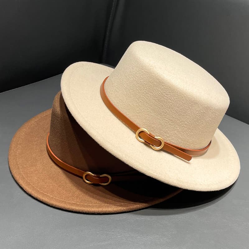 Estilo britânico Retro lã chapéu superior feminino 2026 primavera outono novo estilo moda All-Match plana chapéu Jazz ma