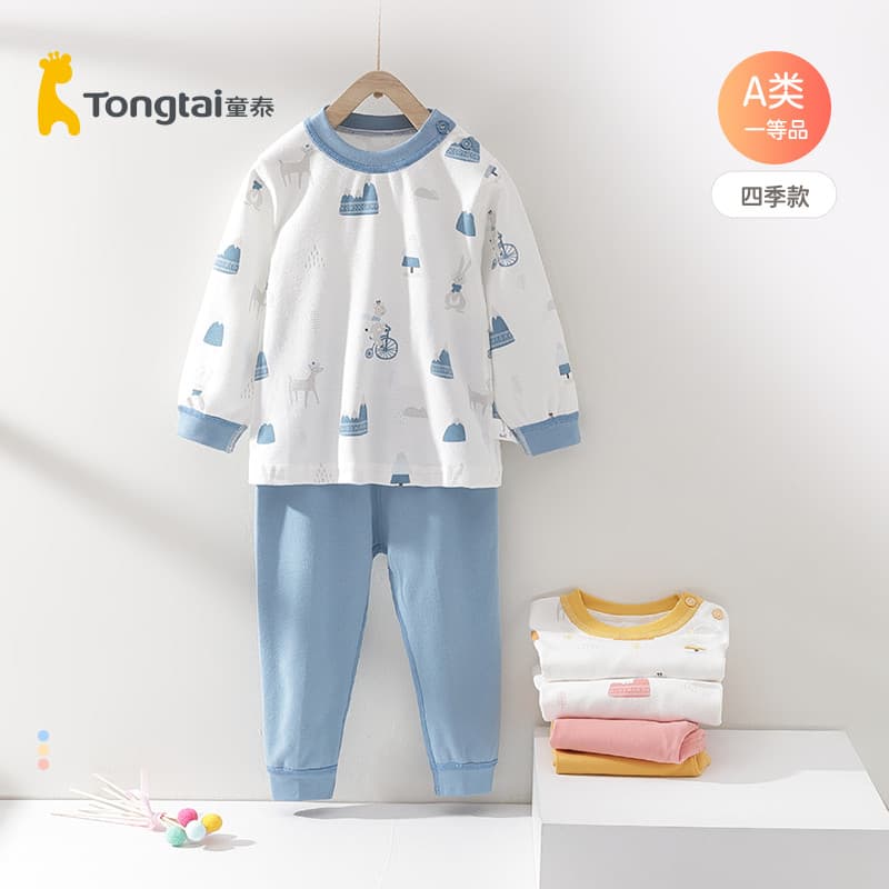 Tongtai conjunto de roupa interior do bebê primavera outono puro algodão pijamas do bebê roupas infantis meninos meninas