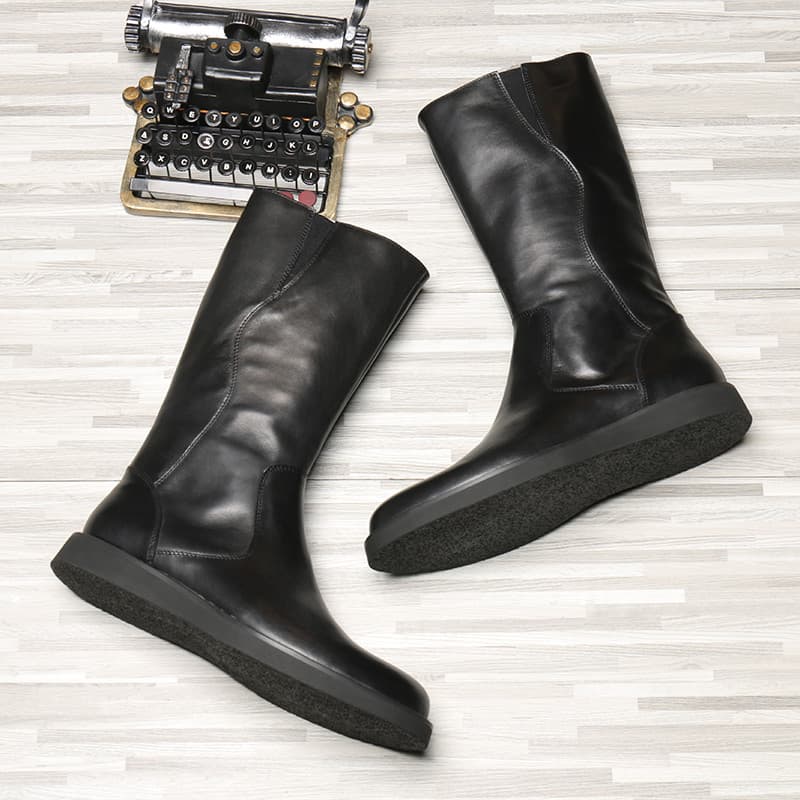 Outono inverno velo-velo quente botas de alta qualidade botas masculinas Martin botas de equitação mongol couro genuíno