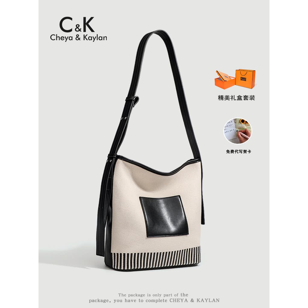 CHEYA & KAYLAN Alça de ombro larga Bolsa Tote de lona de grande capacidade Bolsa balde feminina Bolsa mensageiro de alta