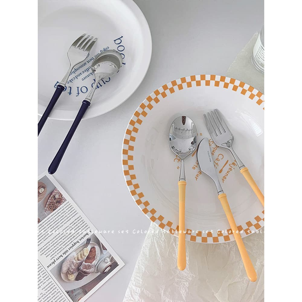 Ins estilo colher garfo de alto valor comida ocidental bife talheres conjunto doméstico aço inoxidável talheres sobremes