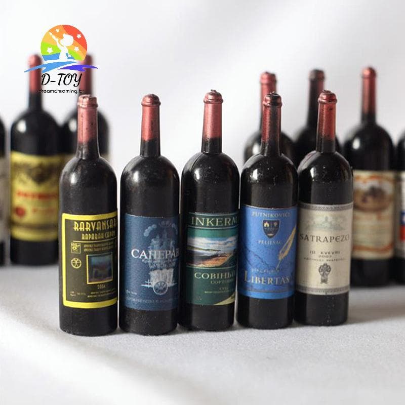 D-Toy 5 Peças 1/12 Acessórios De Simulação De Garrafa De Vinho Em Miniatura Para Casa De Bonecas Decoração .