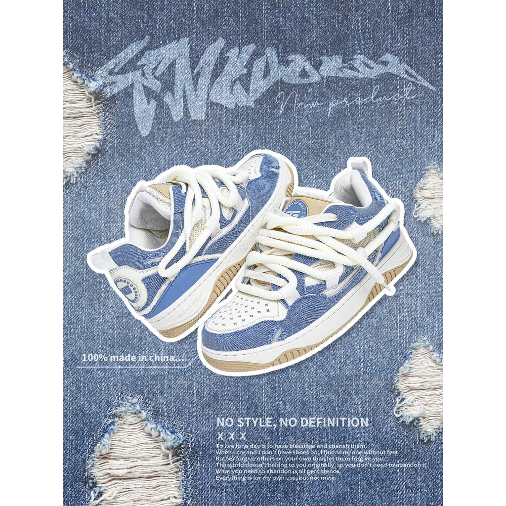 Senguoguo Design Original/tênis masculinos primavera nicho nacional na moda angustiado rasgado Denim sapatos esportivos