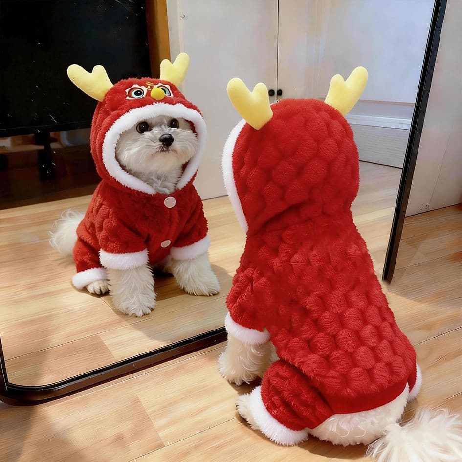 Cão de estimação roupas de ano novo outono inverno engrossado quente Teddy Pomeranian Corgi gato Anti-fiada casaco de al