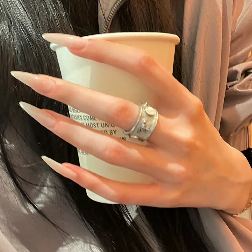 Arte pontiaguda bege cor da pele unhas falsas usando unhas adesivos de unhas 24 unhas