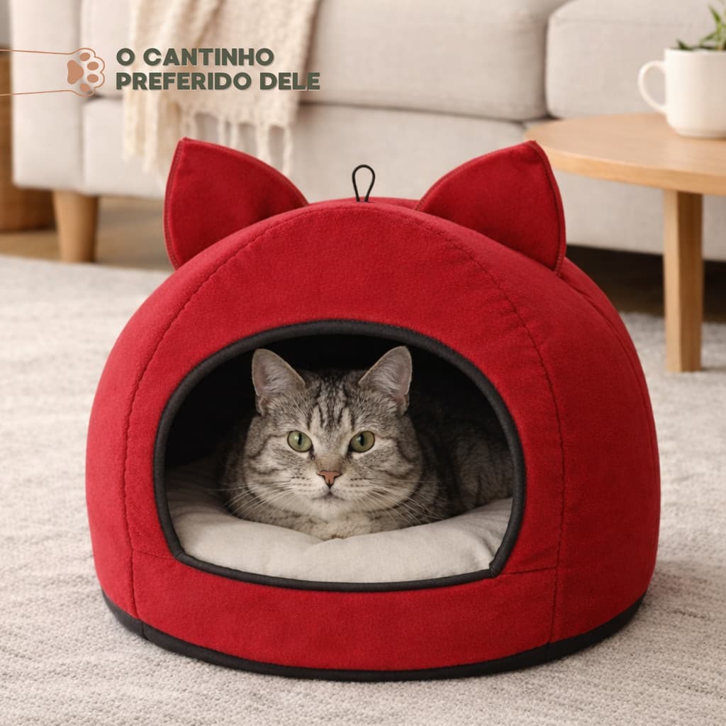 Toca-Gato - Caminha Toca para Gatos em Veludo com Almofada - Macia e Quentinha