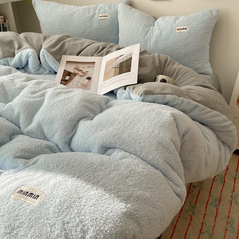 Outono inverno cama de pelúcia conjunto de quatro peças engrossado quente Coral velo leite velo colcha capa de pelúcia c