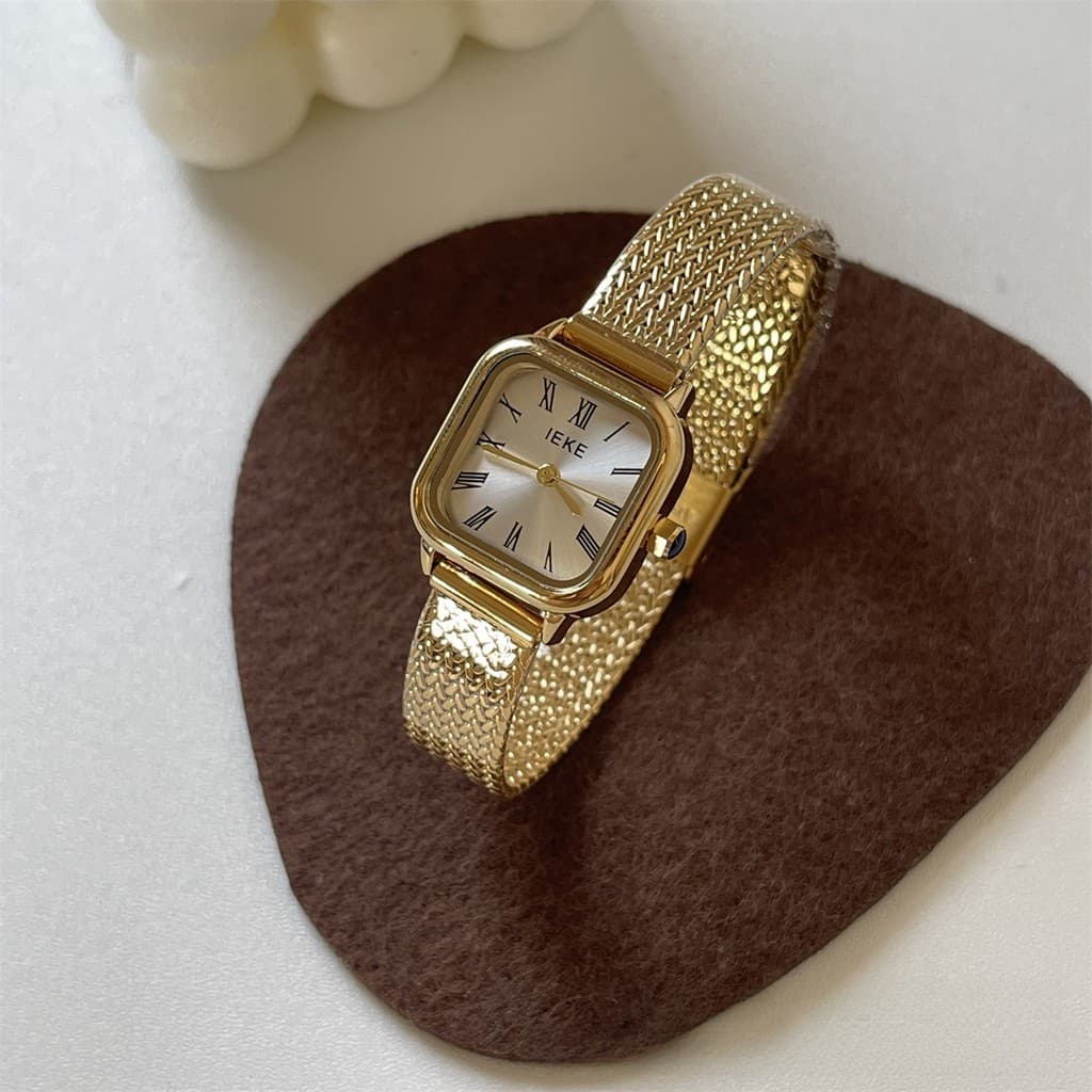 Retro romano pulseira de aço relógio feminino simples literário de alto valor luz luxo relógio de quartzo presente