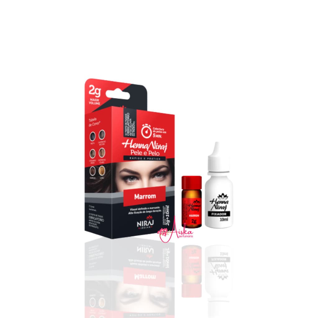 Henna Niraj de Sobrancelha MARROM Henna de 2g + Fixador de 10ml