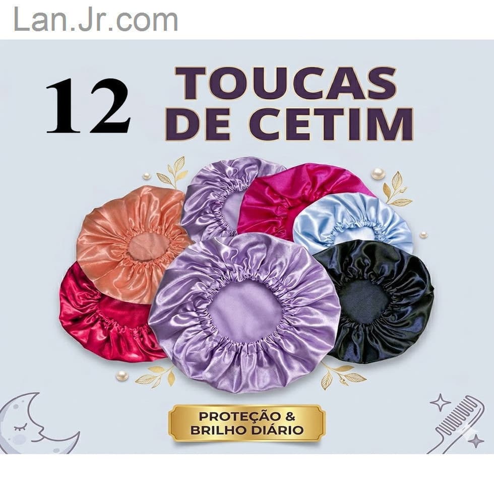 Kit com 12 toucas de cetim antifrizz - Para RevenderA3GGTS5Q