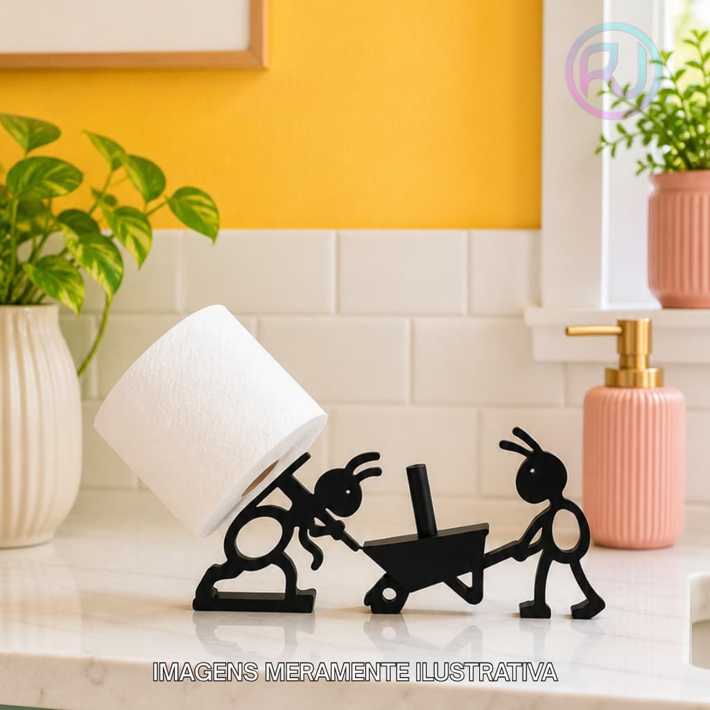 Suporte Porta Papel Higiênico Formiga Decorativo Banheiro Lavabo Criativo Decoração DivertidoBancada