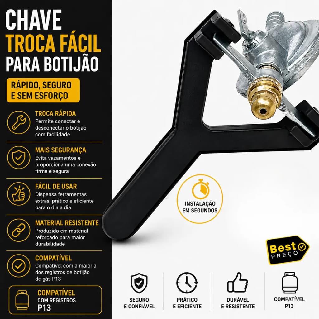 Chave Troca Registro Botijão Gás Cozinha Apto Ferramenta Prática Universal
