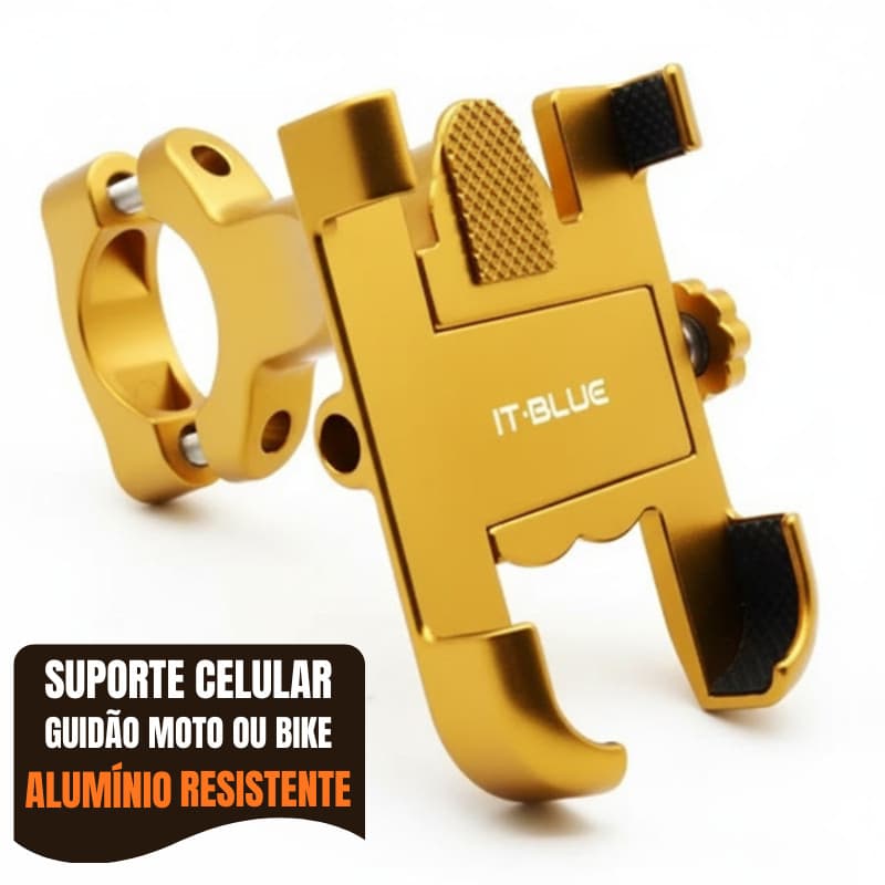 Suporte Celular Guidão Moto Bicicleta Giratório Alumínio Resistente + Rabicho Carregador USB