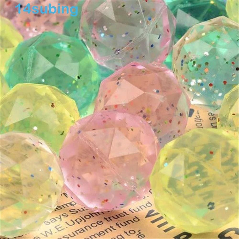 SUBING 6 Peças De Bola Saltitante De Diamante , Brinquedo , Borracha Transparente , Cor Aleatória Do Arco-Íris , Brinque