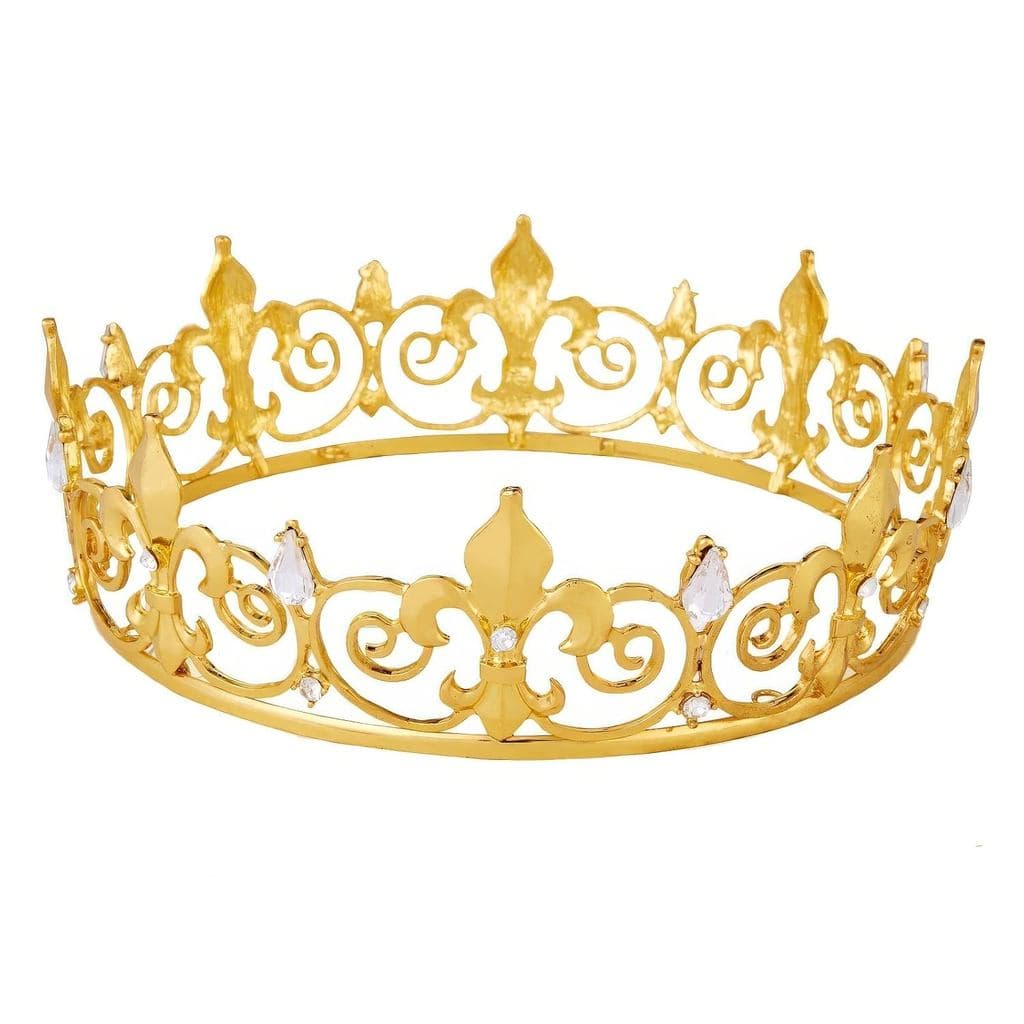 Joias Masculinas, Joia de Cabelo Dourada Estilo Rei, Príncipe, Fantasia Real Medieval, Flor-de-Lis, Joia de Cabeça de Me