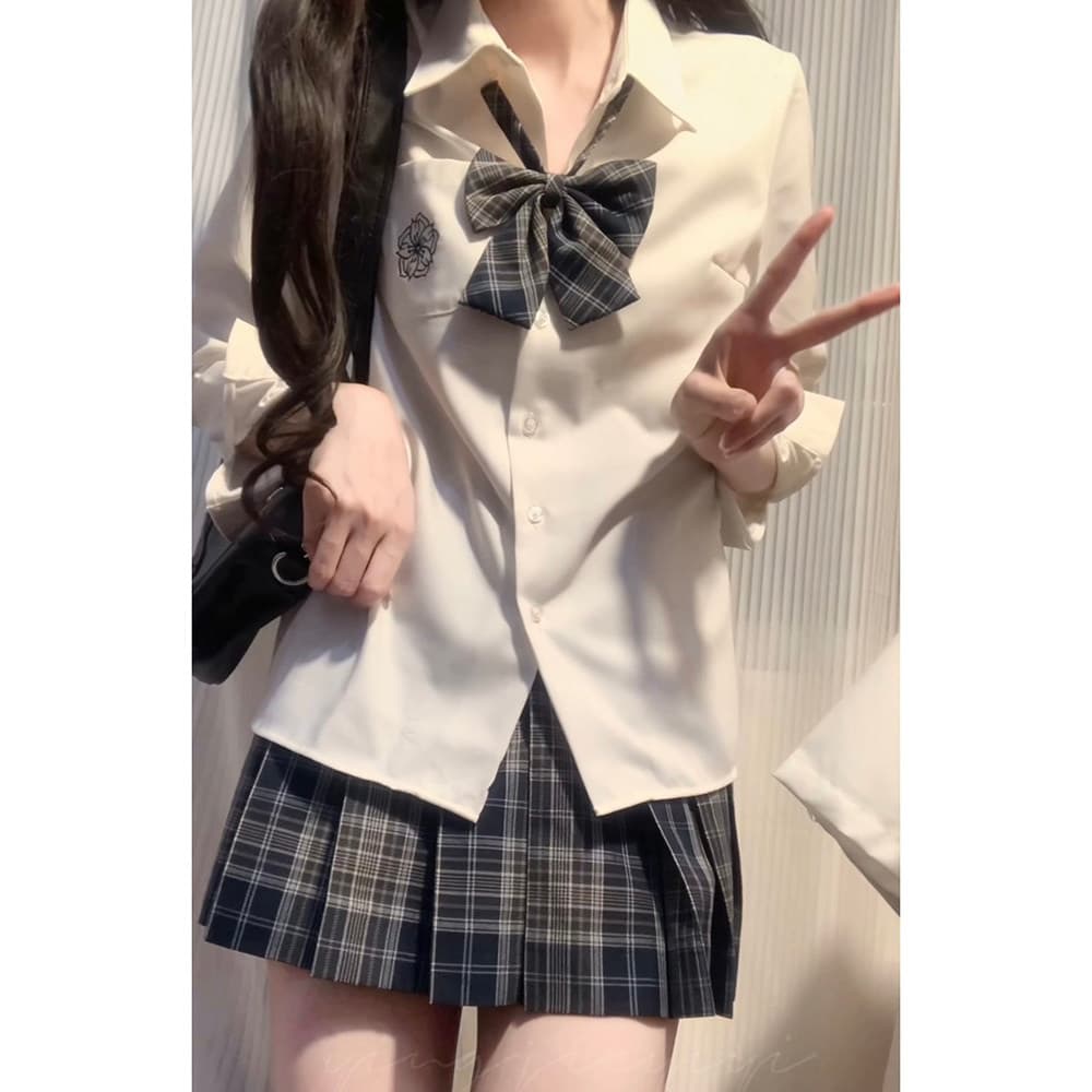 Tokyo Year-Old Times jk School Supply Japonês Estilo Preppy Uniforme Camisa de Outono Camisa de Manga Comprida Solta Cam
