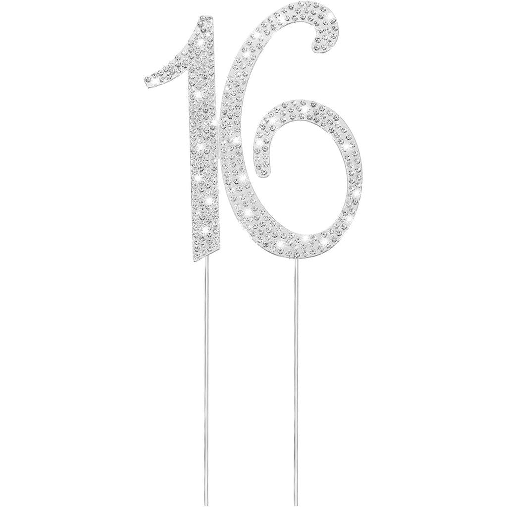 Topo de Bolo Sweet 16, Decorações de Aniversário Sweet 16 com Strass, Topos de Bolo Metálicos Happy Sweets Sixteen, Vela