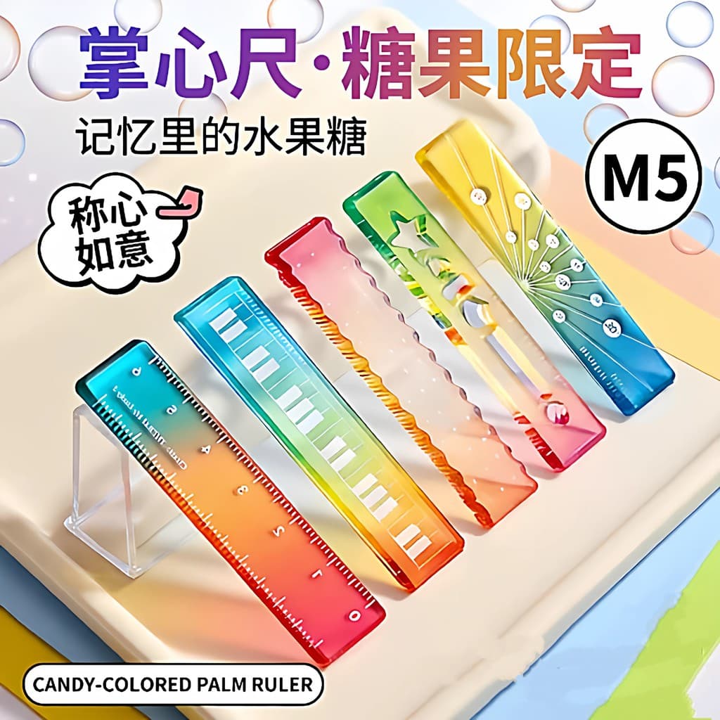 Régua régua Ruyi régua palma régua cor doce cor m5 manual Mini régua onda transparente régua