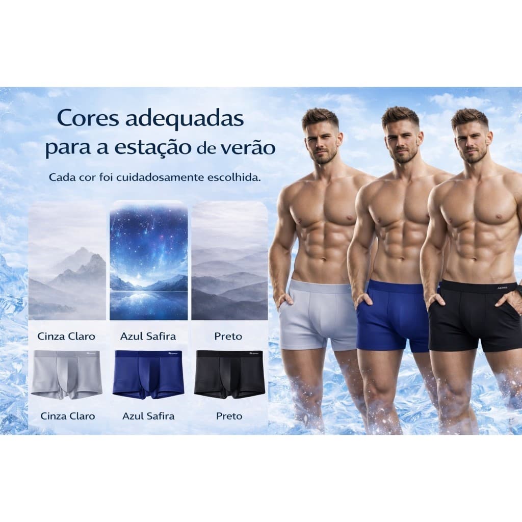 Cueca Boxer Premium Dryfit Respirável Antiodor Seda Gelada Frescor e Conforto Absoluto-AERIS