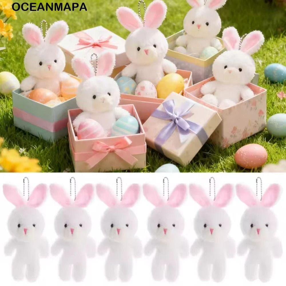 OCEANMAPA 10 Unidades De Chaveiro De Pelúcia De Coelho Branco , Brinquedo Pequeno De Animal De Desenho Animado , Macio
