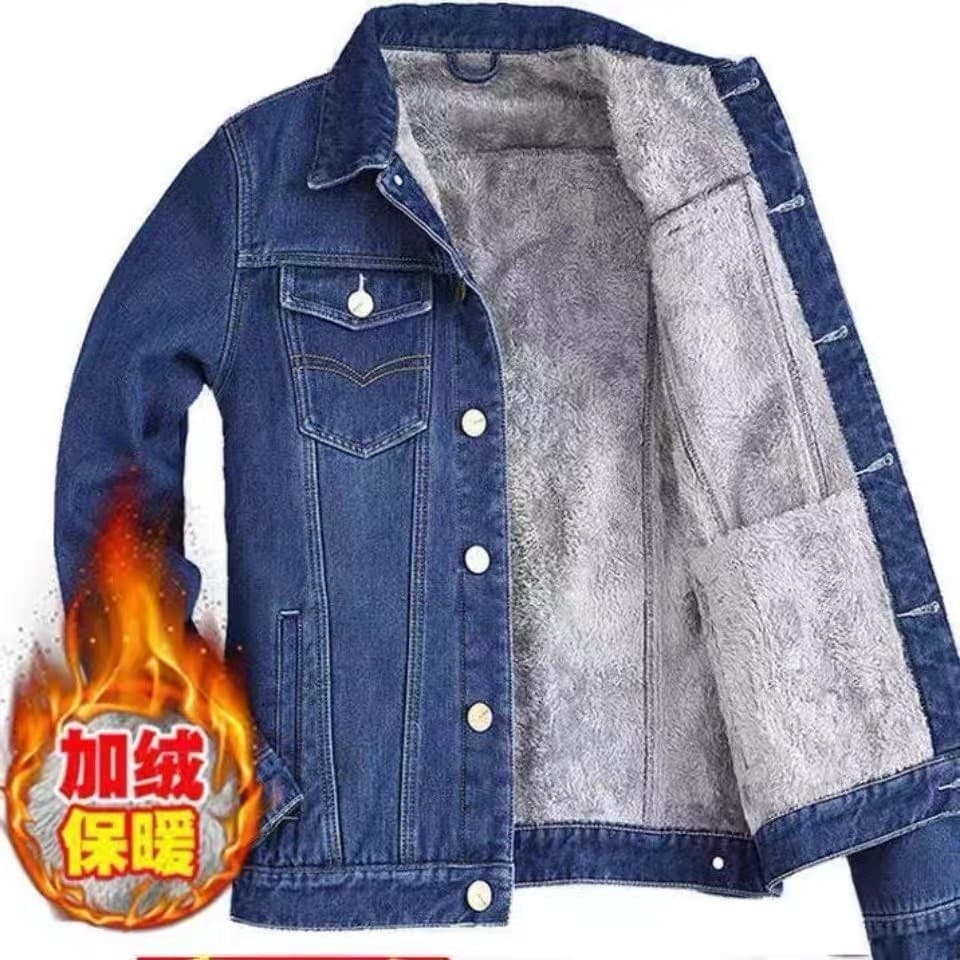 Jaqueta jeans masculina de inverno, resistente ao desgaste, resistente ao desgaste, forro de lã ao ar livre, jaqueta de