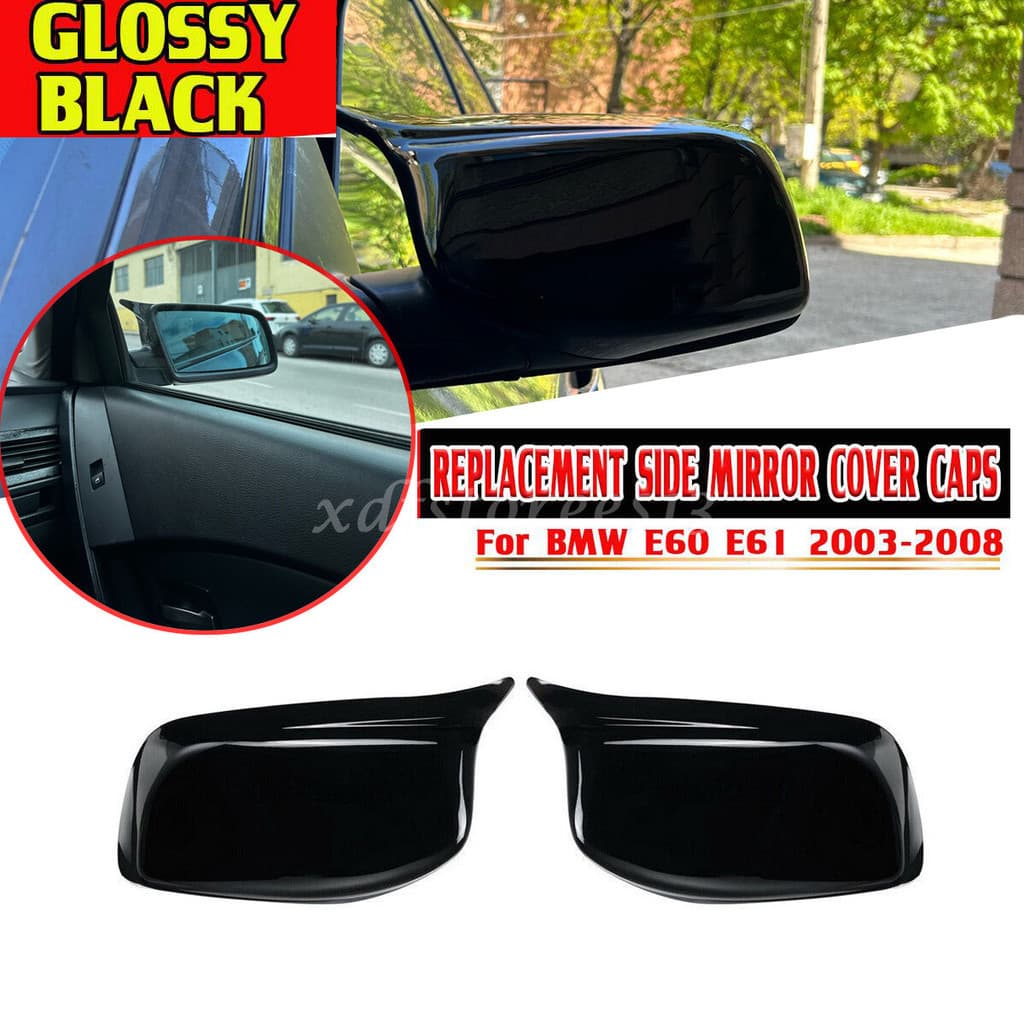 Para BMW E60 E61 2003-2008 M Estilo Gloss Preto Lateral Espelho Retrovisor Capa Tampas 2 Peças De Automóvel Decoração Do