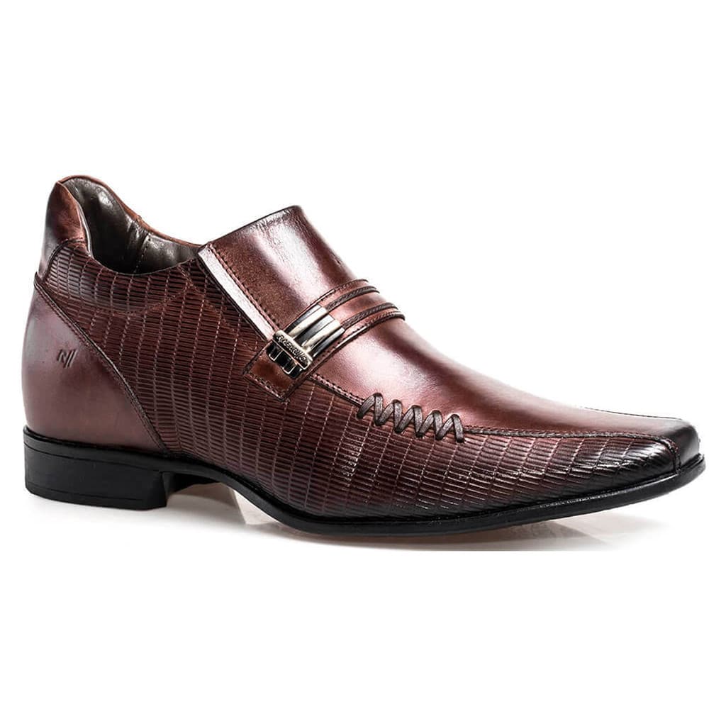 Sapato Social Masculino Rafarillo Vegas Alth Em Couro Elegante Você Mais Alto 7cm Mogno 3263