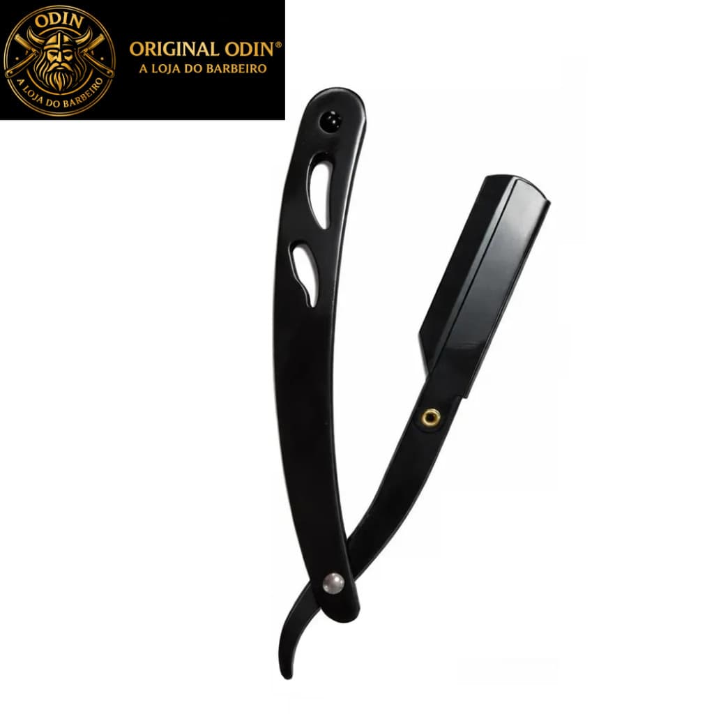 Navalha Profissional Preta Aço Inox + 5 Lâminas | Navalhete Barbeiro Premium | Navalhete Black
