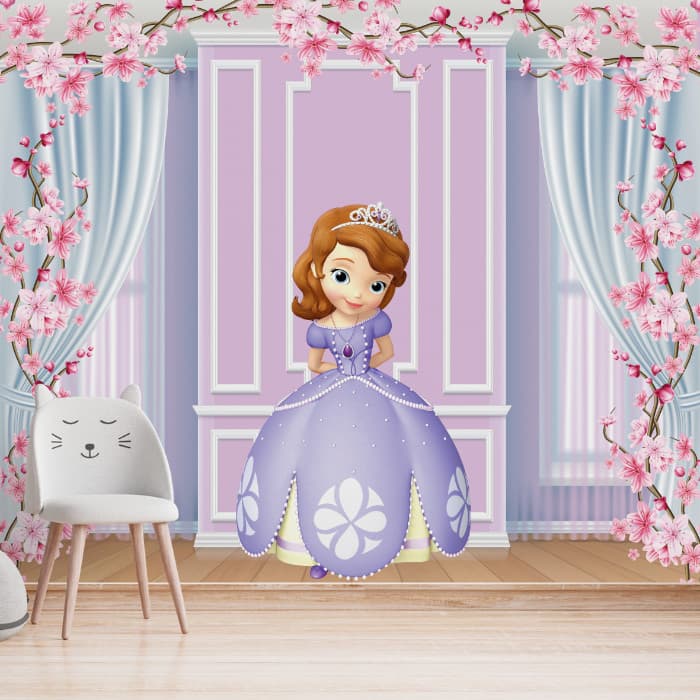 Papel de Parede Princesa Sofia Infantil Para Meninas Pincess no Palácio - Adesivo Autocolante