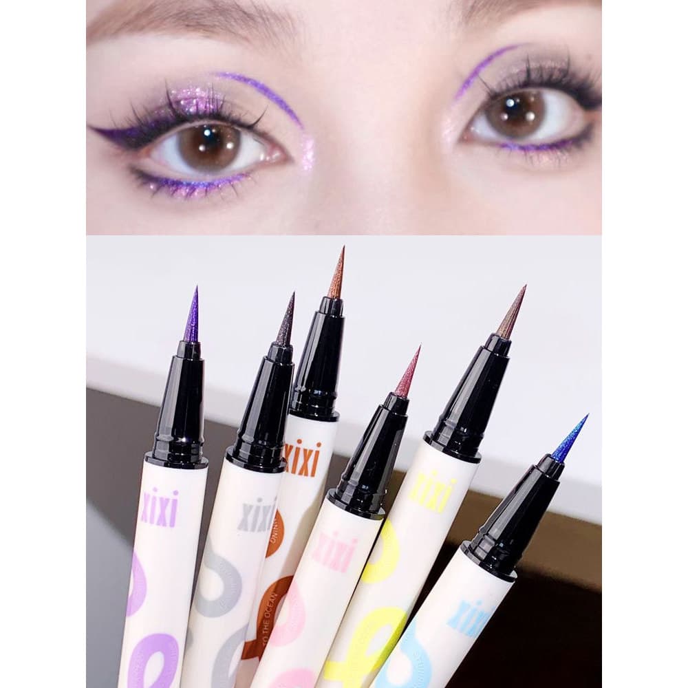 Caneta delineadora líquida perolada colorida, sem manchas, à prova d'água, à prova de suor, de longa duração, roxo, íris