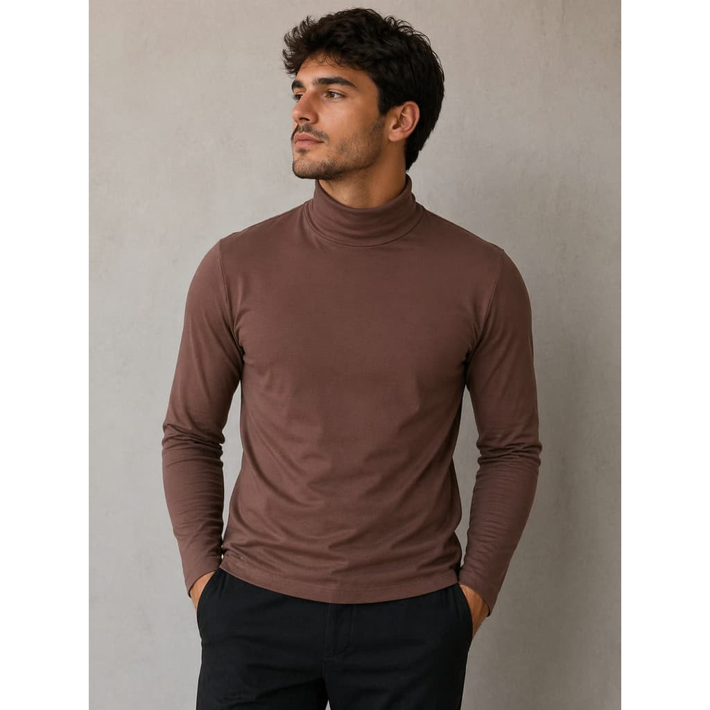 Camiseta Masculina Gola Alta Slim Premium  Confort