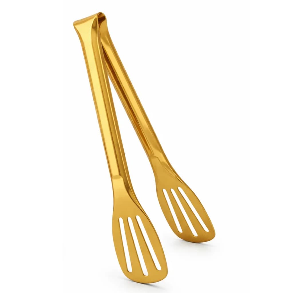 Talher Pegador pinça carnes Massas  Salada Dourado 24cm inoxidável