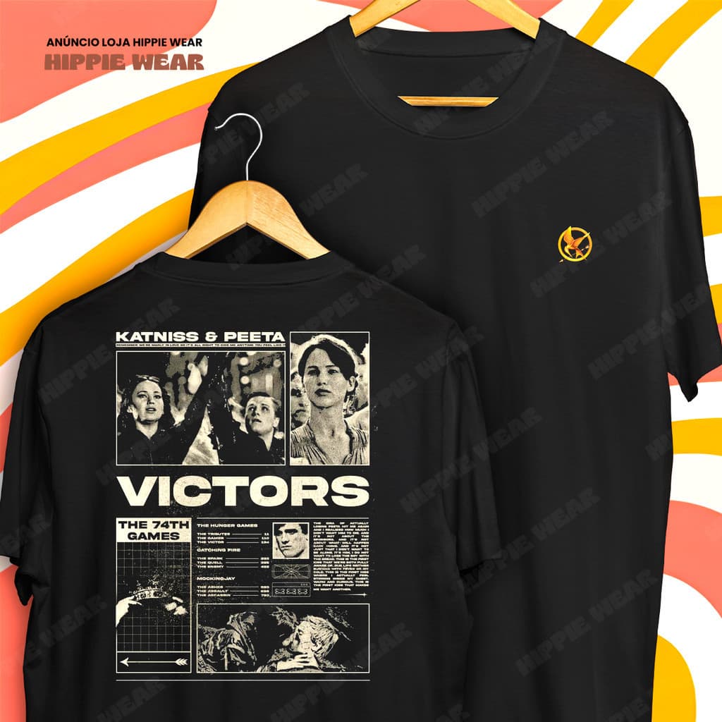 Camiseta Jogos Vorazes Katniss E Peeta Victors Hunger Games Blusa Camisa 100% Algodão