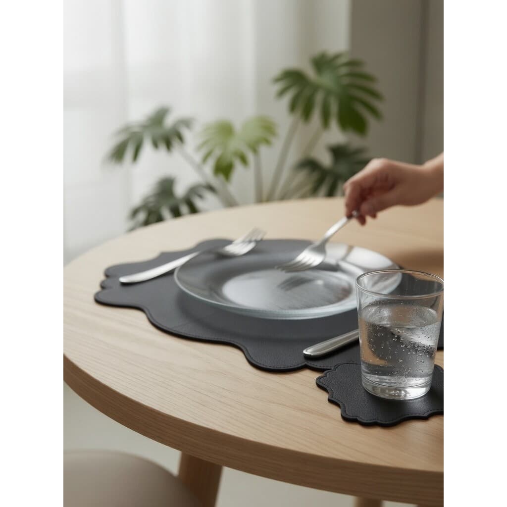 Kit Jogo americano para mesa couro + Porta Copos 2 , 4, 6 ou 8 kits Dupla Face