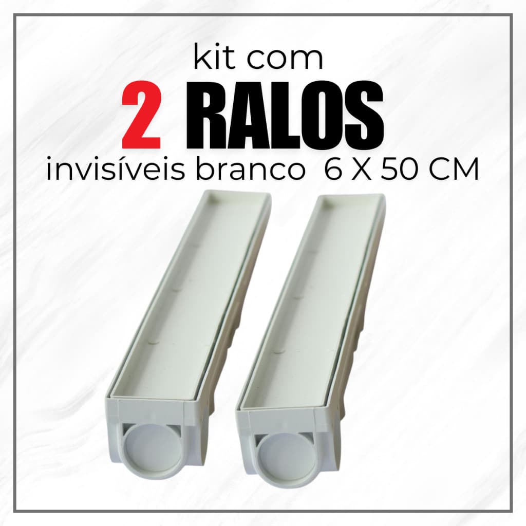 2 Ralos Invisíveis SS Lares 6x50 – Linear com Tampa para Piso Porcelanato ou Cerâmico