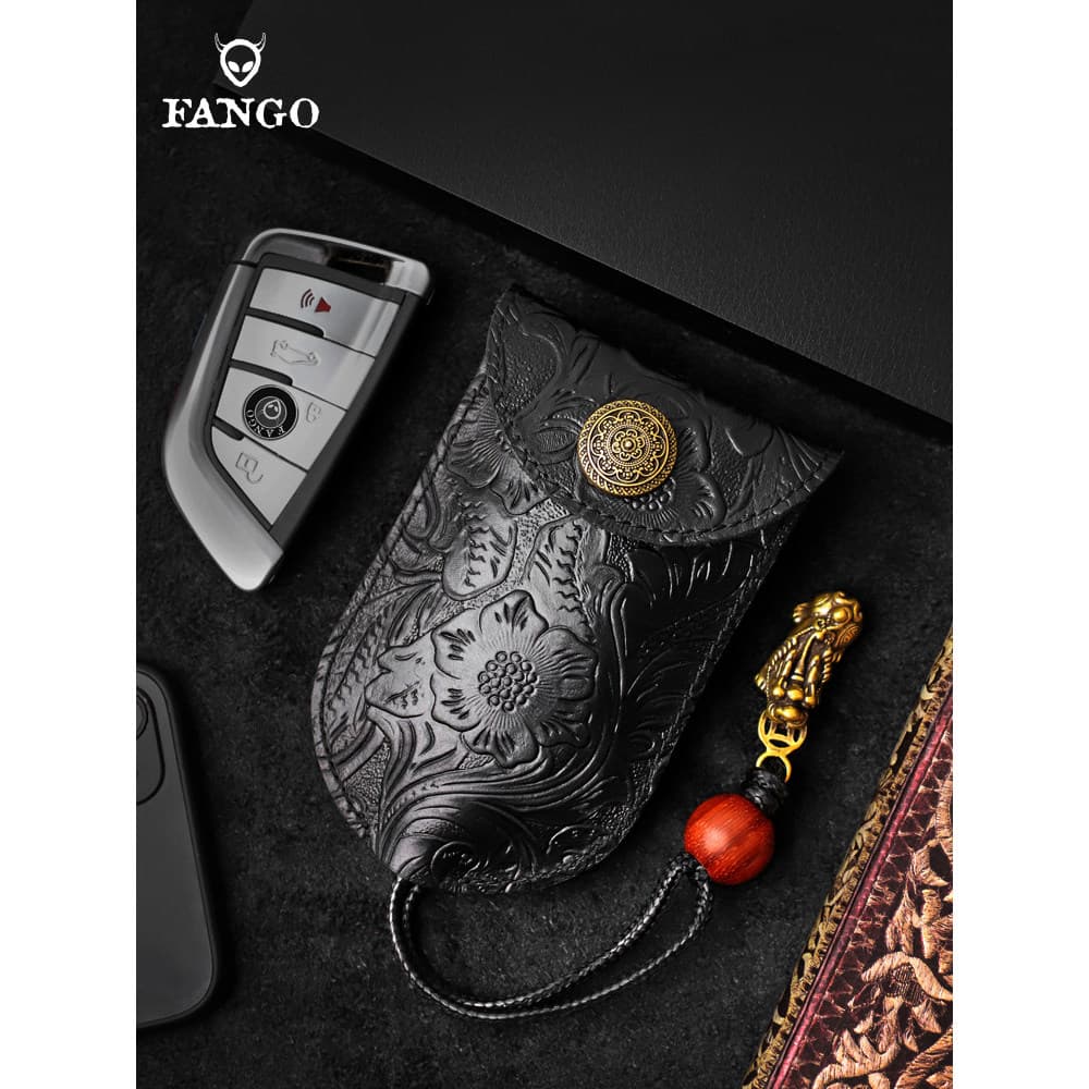 Feito à mão couro genuíno caso chave do carro Retro primeira camada de couro Universal controle remoto caso chave do car