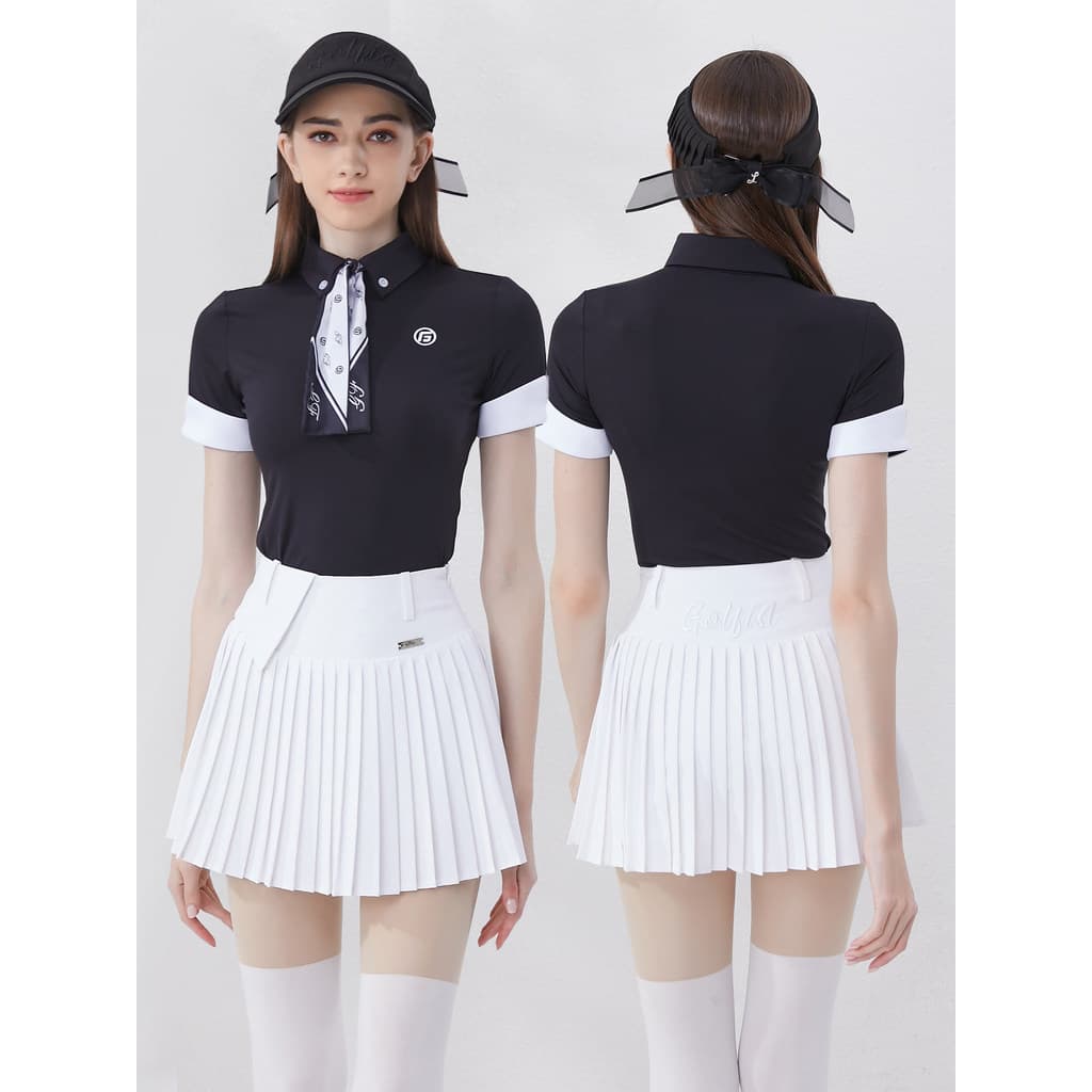 Verão tênis de golfe de manga curta saia plissada feminina terno de Badminton feminino fino ajuste mais magro olhar golf