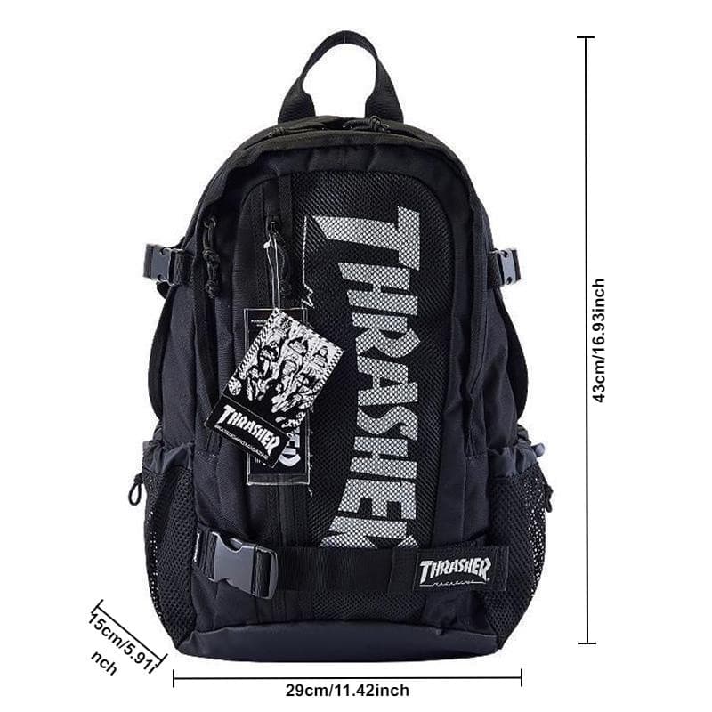 Mochila de Skate Outdoor Japan THRASHER Edição Limitada Oxford Mochila de Skate de Rua Mochila de Skate Cam L9PM