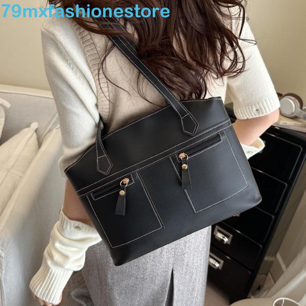 MXFASHIONESB Bolsa De Ombro , Viagem Vintage Com Bolsos Duplos De Grande Capacidade Couro PU Nas Axilas