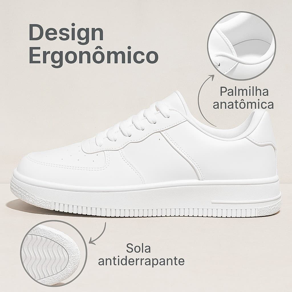 Tênis Casual Branco Plataforma Premium Original  Conforto ENVIO IMEDIATO