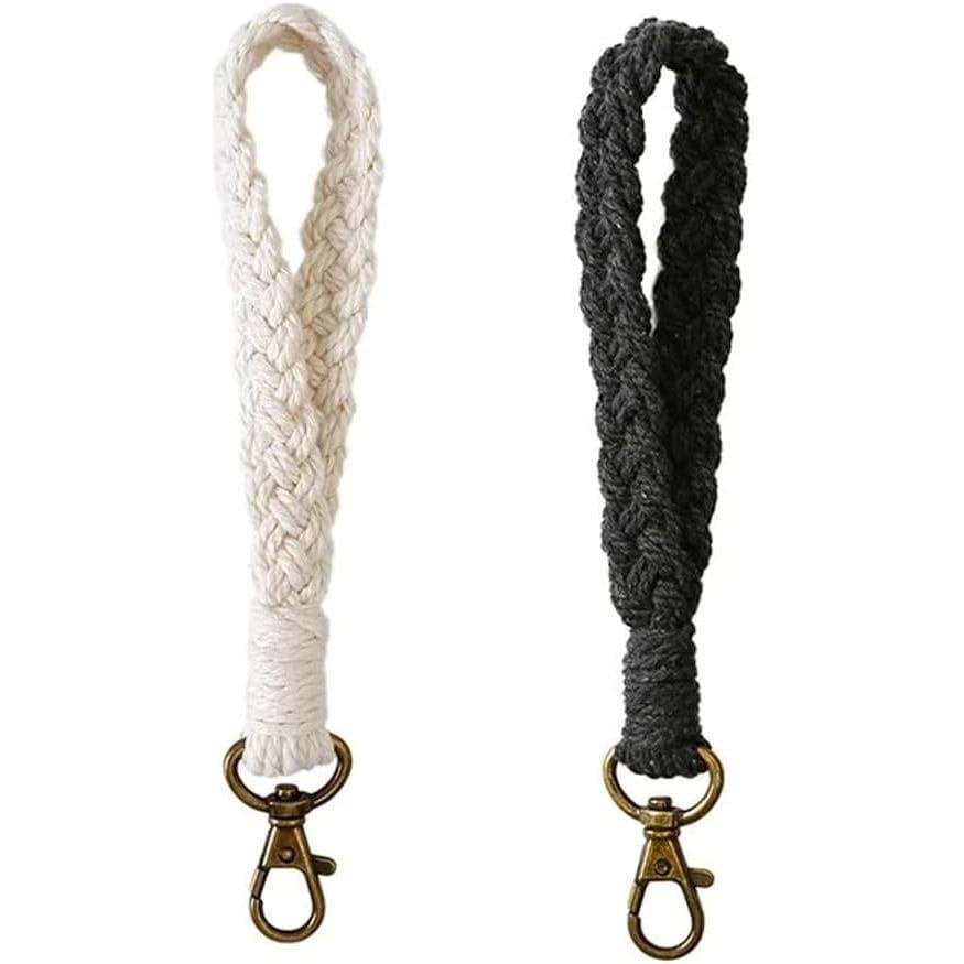 esowemsn 2PCS Chaveiro de Pulso Trançado, Pulseira de Macramê, Chaveiro Artesanal, Cordão de Pulso para Meninas e Mulher