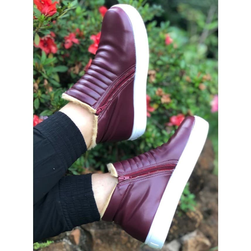 Tênis Botinha Feminino com lã Bota inverno peluciada