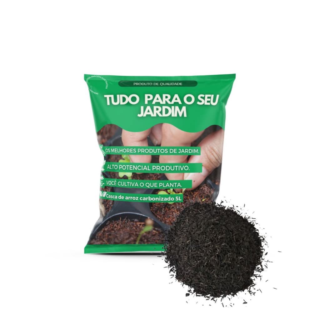 5L Casca de Arroz Carbonizada: Melhore a Retenção de Água e Nutrientes!