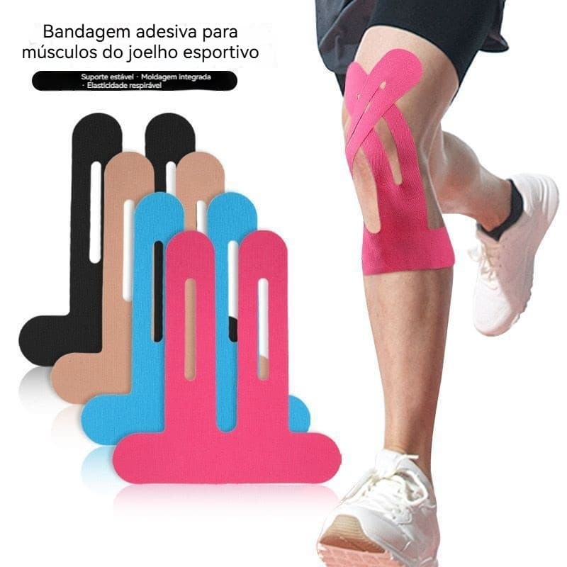 Kit de Até 6 Fita Kinesio Bandagem Elástica Tape Fisioterapia Adesiva Alivia a Dor Lesão Atleta Vestimentas Esportivas